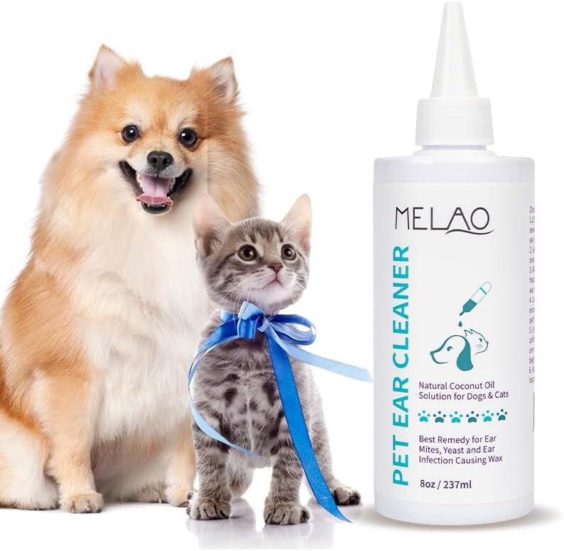 Ear Cleanser for Dogs and Cats – Gentle Daily Ear Wash – Long Nozzle for Deep Ear Cleaning – Removes Wax, Odor & Moisture