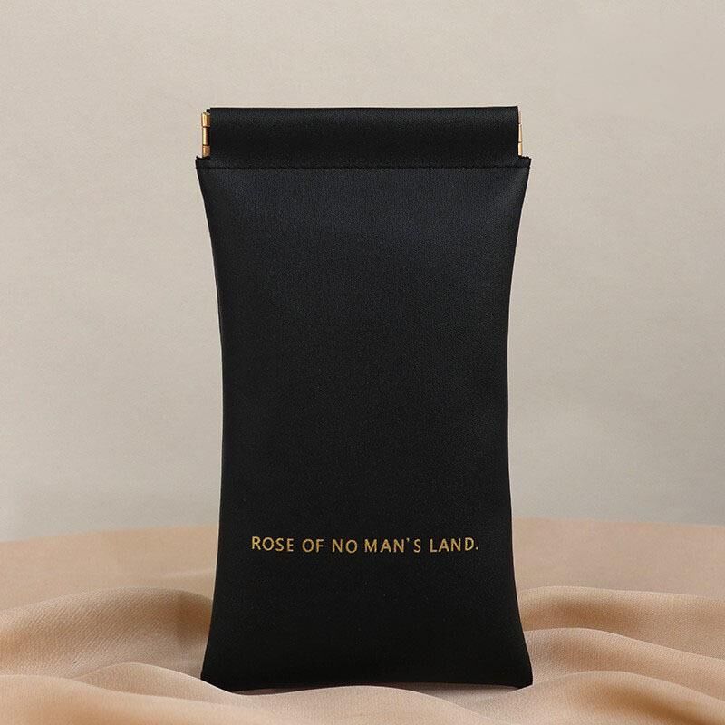 Christmas gift Premium Leather Eyeglass Case with Spring Closure - Multiple Color Options - Refined Craftsmanship(Black)