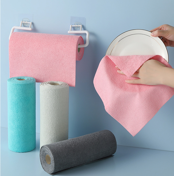 Christmas gift 50-Piece 25x25cm Polycotton Cleaning Cloth Roll, Reusable Dual-Use Dish & Surface Wipes for Home & Kitchen(pink)