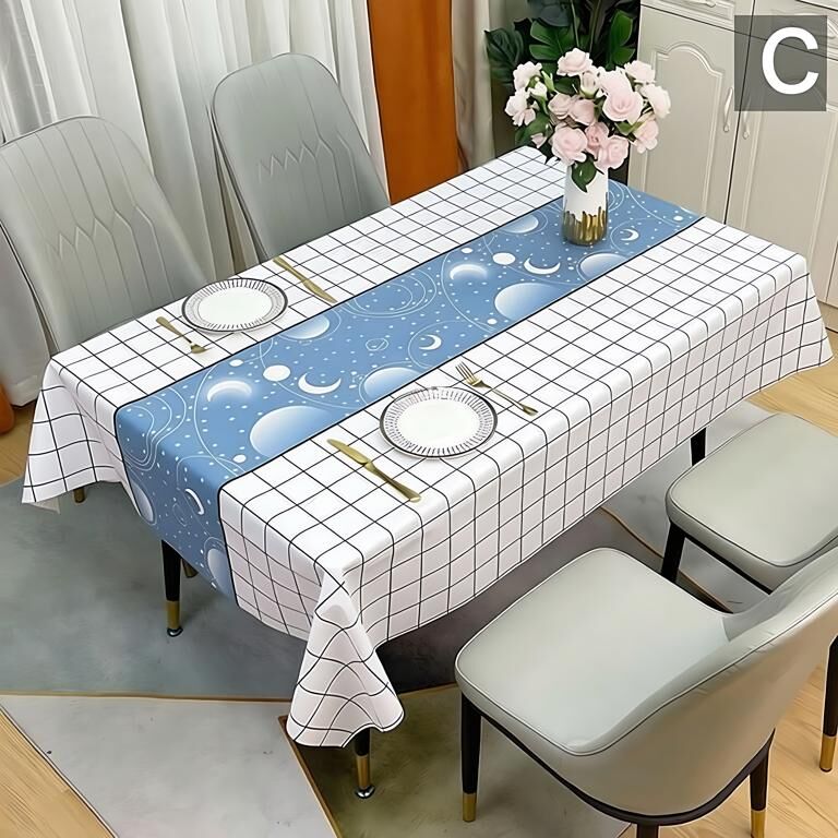 Waterproof Oilproof Washable Heat-Resistant PVC Tablecloth - 5 Patterns & Sizes for Home, Restaurant & Picnic Dining(D,180*138)
