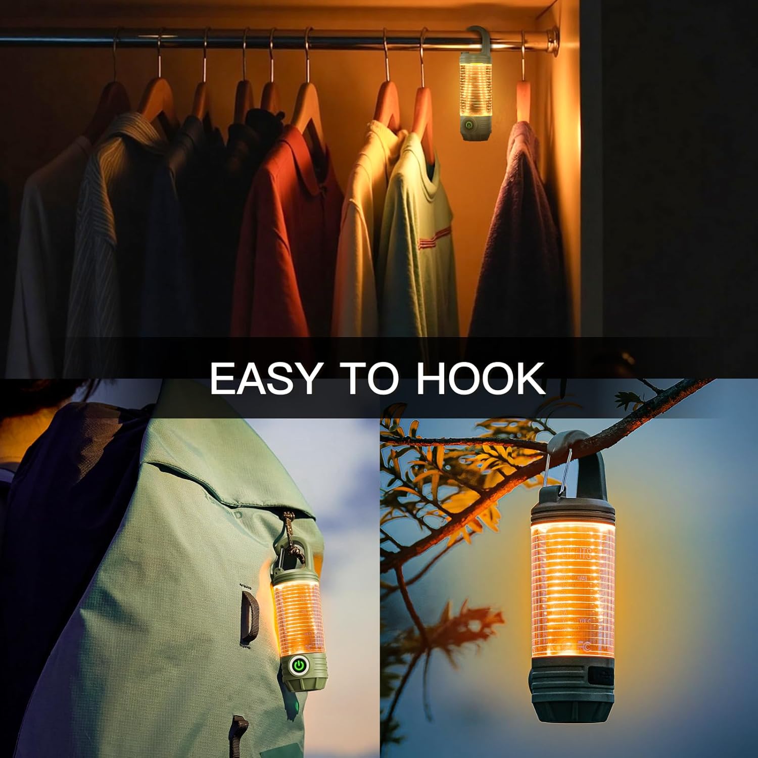 Rechargeable LED Camping Lantern Flashlight: 6 Modes, USB-C, Portable for Hiking, Emergency, Night Walking & Outdoor Adventures(green)