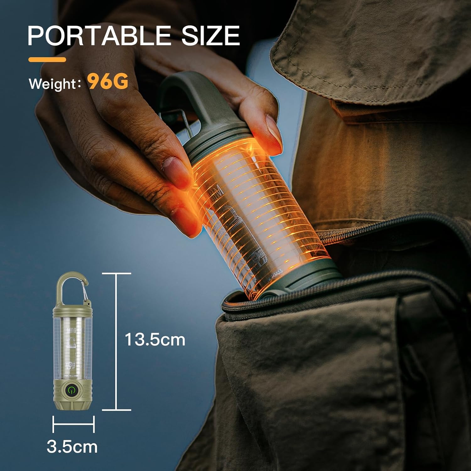 Rechargeable LED Camping Lantern Flashlight: 6 Modes, USB-C, Portable for Hiking, Emergency, Night Walking & Outdoor Adventures(green)