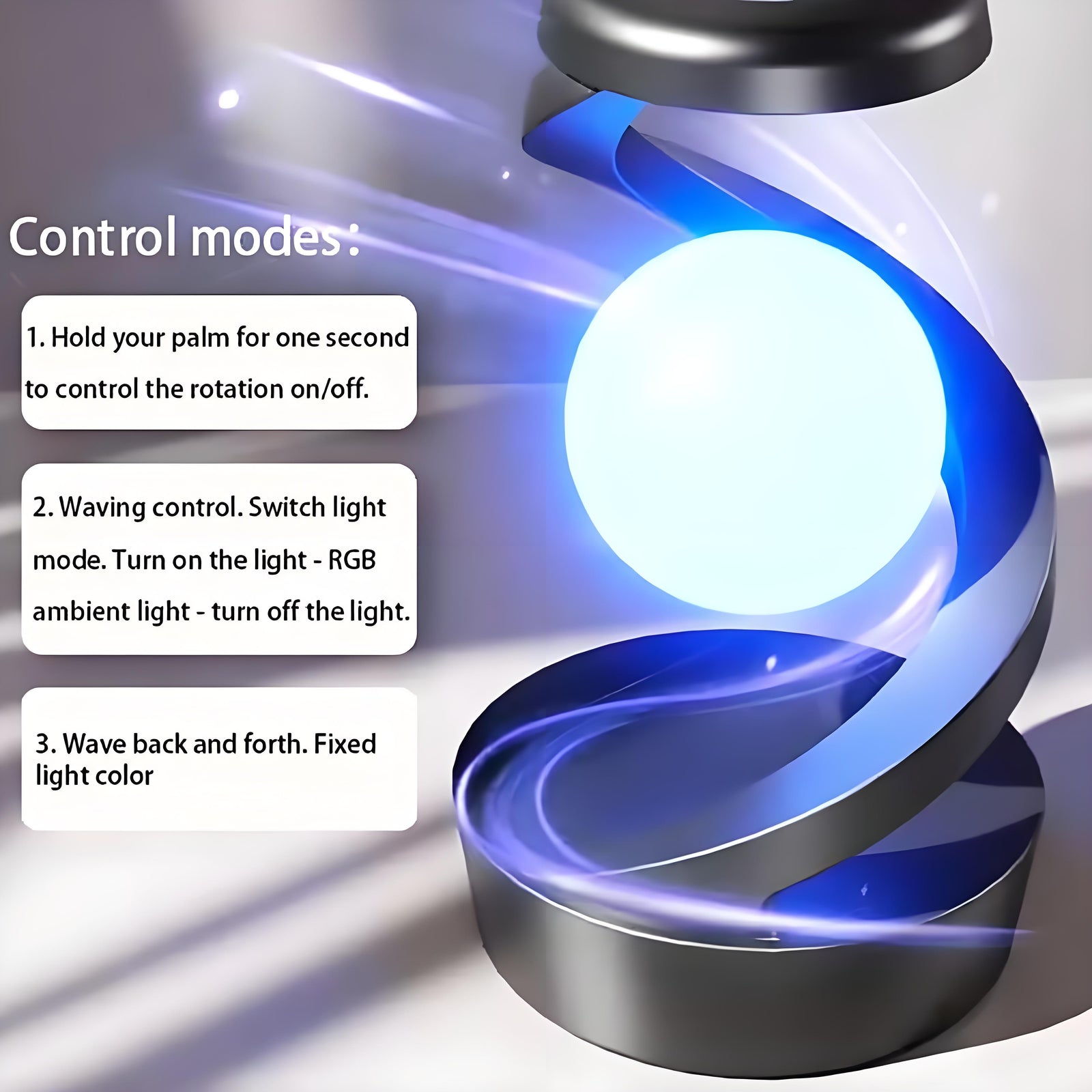Rotating Levitating Night Light with RGB Colors & Wireless Charging: 1-Second Palm-Activated Spin, Motion-Sensing – Futuristic Lighting for Australian Bedrooms & Offices
