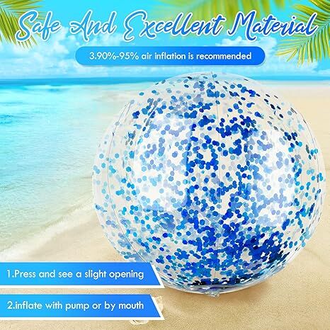 Christmas 10 Pcs Inflateable Sequin Glitter Beach Balls, 24 Inch and 16 Inch Jumbo Pool Confetti Glitter Balls, Swimming Pool Beach Toys for Summer Favor Decorations