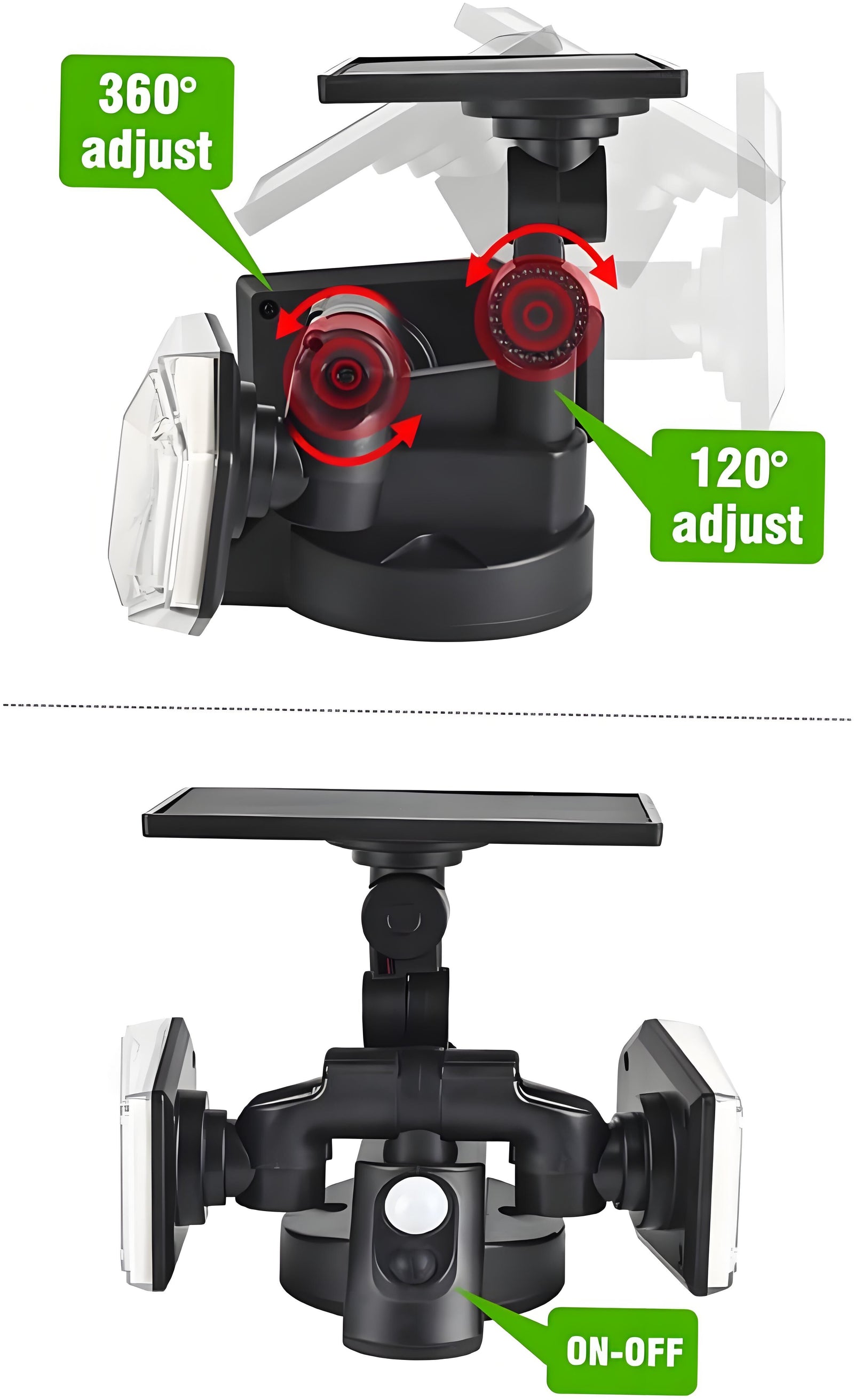 2-Pack Solar Motion Sensor Wall Lights: Double-Head Adjustable Cob LED Outdoor Lights for Garden, Patio & Pathway