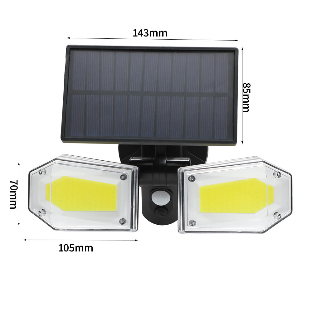 2-Pack Solar Motion Sensor Wall Lights: Double-Head Adjustable Cob LED Outdoor Lights for Garden, Patio & Pathway