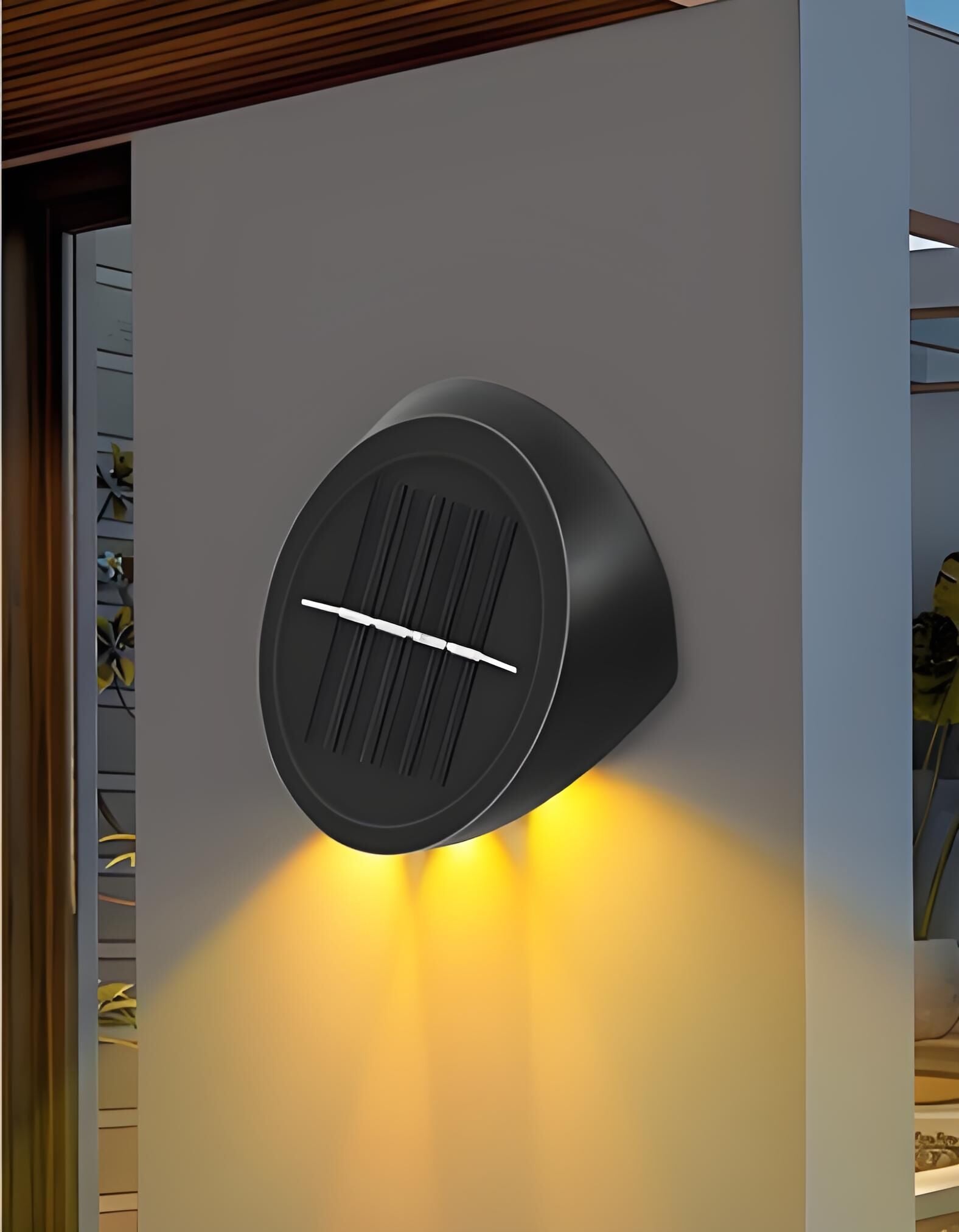 Solar Outdoor Wall Lights (4-Pack): IP44 Waterproof LED Sconces for Garden, Patio & Pathway Lighting(Warm light)