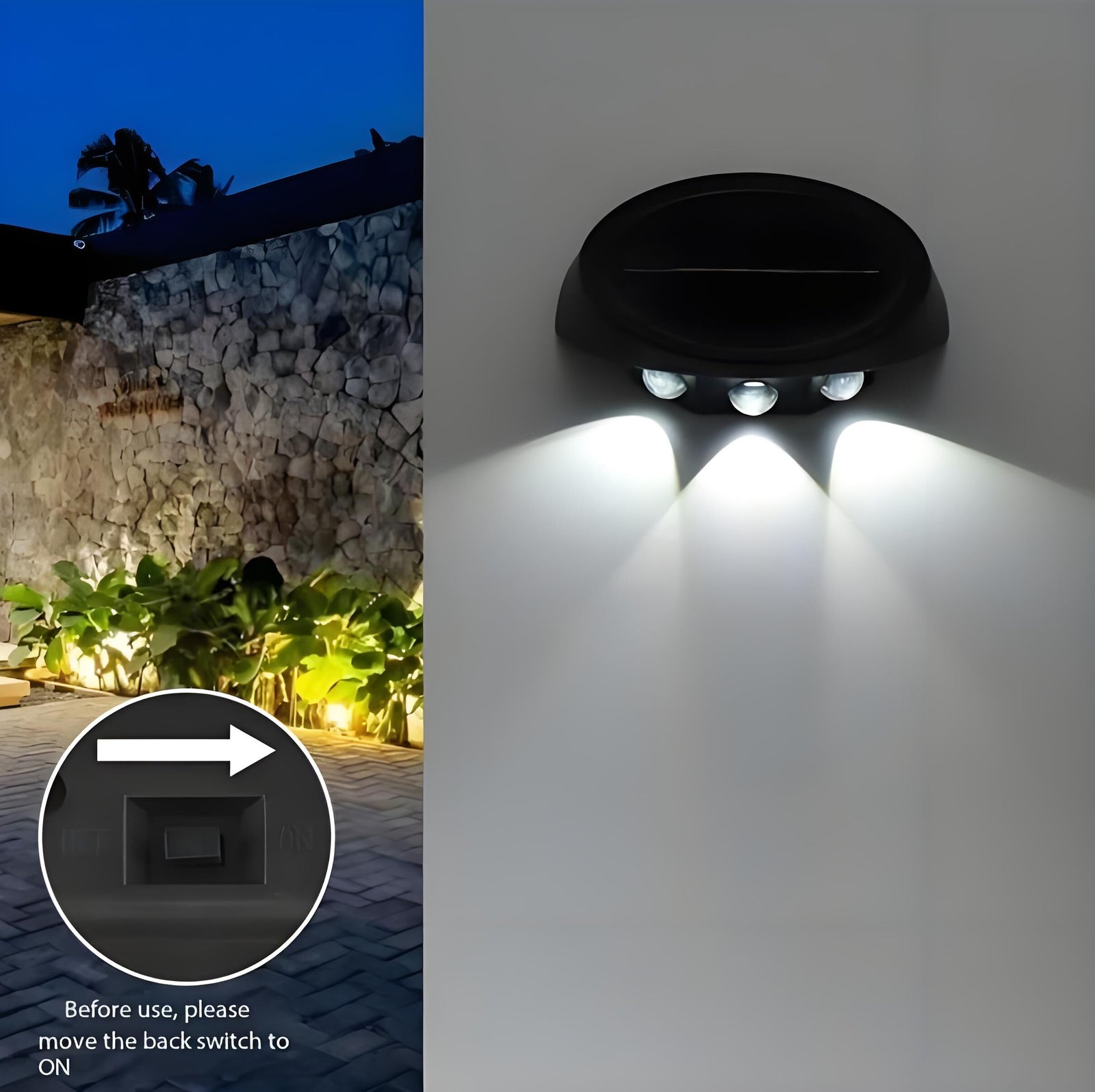 Solar Outdoor Wall Lights (4-Pack): IP44 Waterproof LED Sconces for Garden, Patio & Pathway Lighting(Warm light)