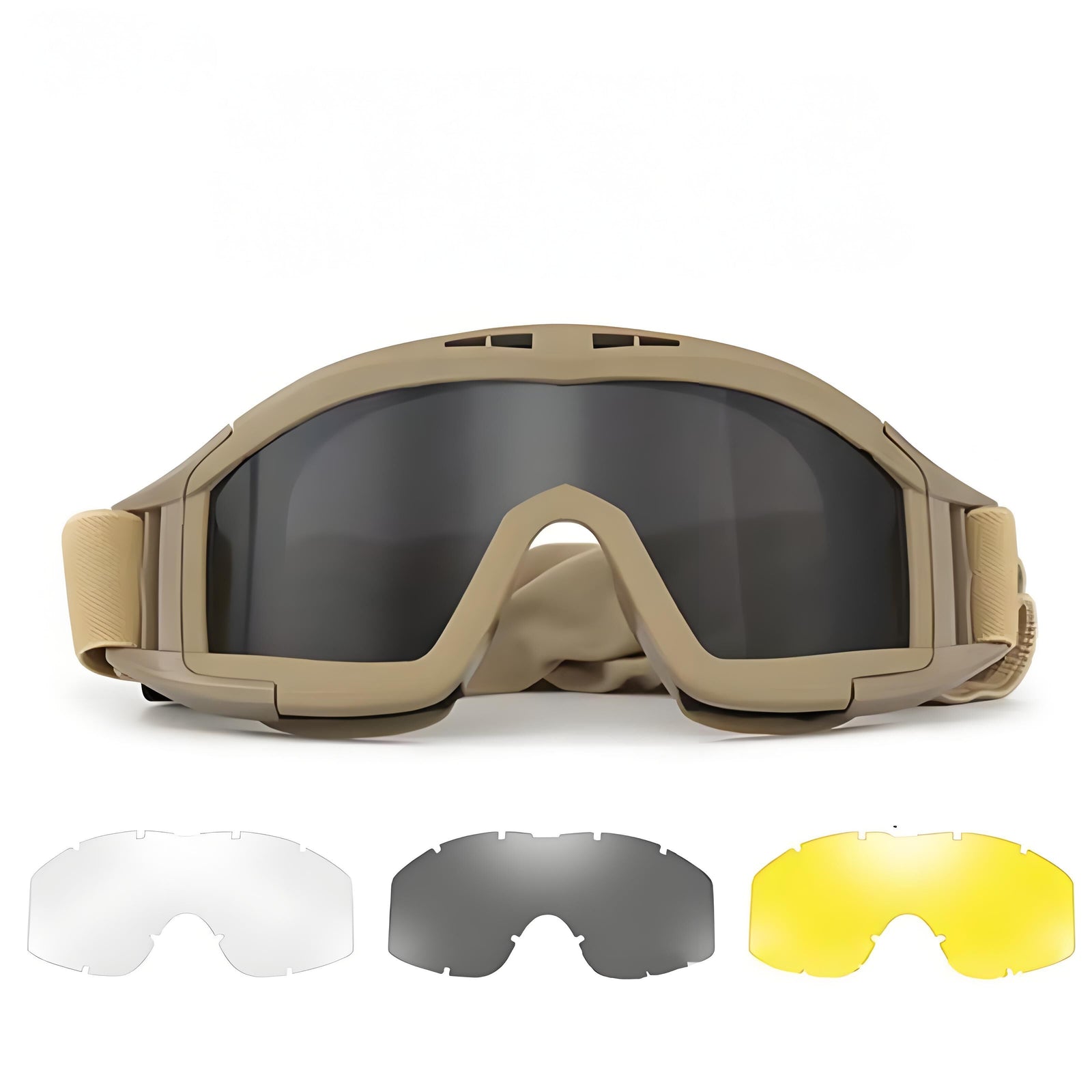 Christmas gifts for husband or boyfriend
Tactical Safety Goggles with 3 Interchangeable Lenses, Wind & Dust Protection for Outdoor & Tactical Use(khaki)