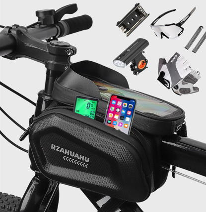 Waterproof Bike Frame Bag with Touchscreen & Headphone Hole: 3-in-1 Capacity Bicycle Bag for Phones & Gear, Aussie Cyclist Essential