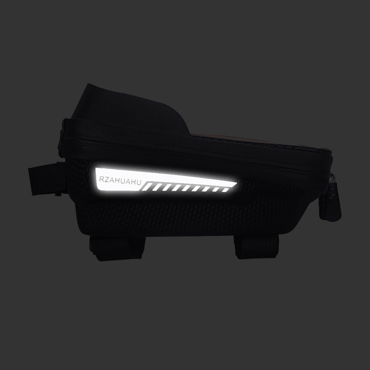 Black Waterproof Bike Frame Bag with Touchscreen & Reflective Details: 6.5" Phone Compatibility, Aussie Cyclist Essential