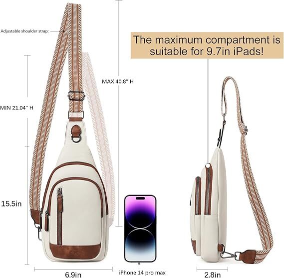 White Faux Leather Sling Bag: Unisex, Spacious, Reversible Crossbody for Aussies, Large Compartment