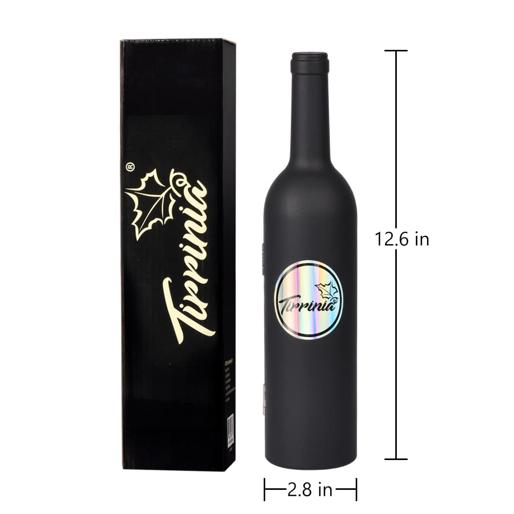 Wine Accessories Gift Set (Black), 5-Piece Bottle Corkscrew Opener Kit with Novelty Bottle-Shaped Case, Valentine's Day Gift for Wine Lovers