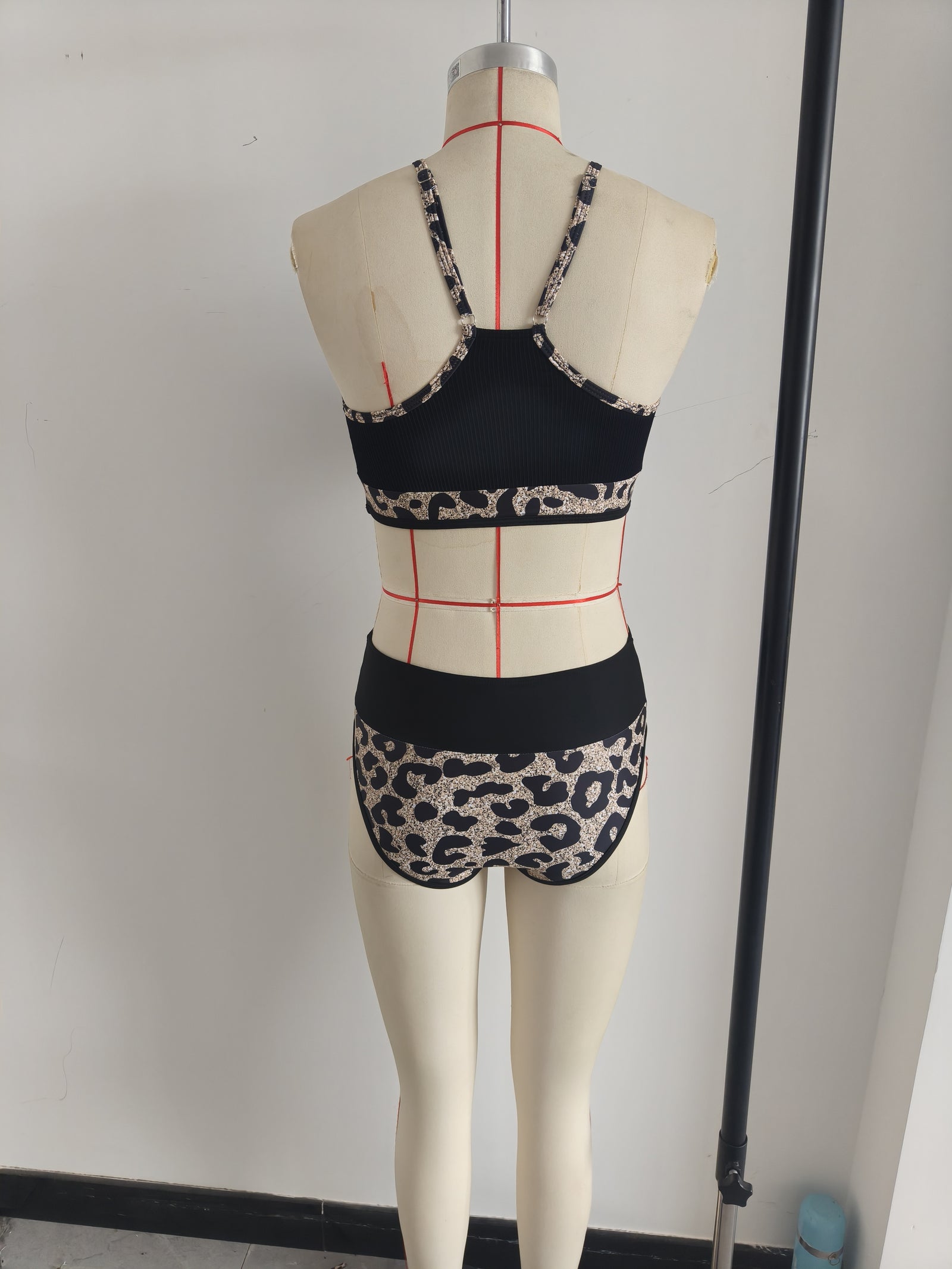 Halter Neck Tank Top Two Pieces Swimwear Women High Waist Bikini Size L