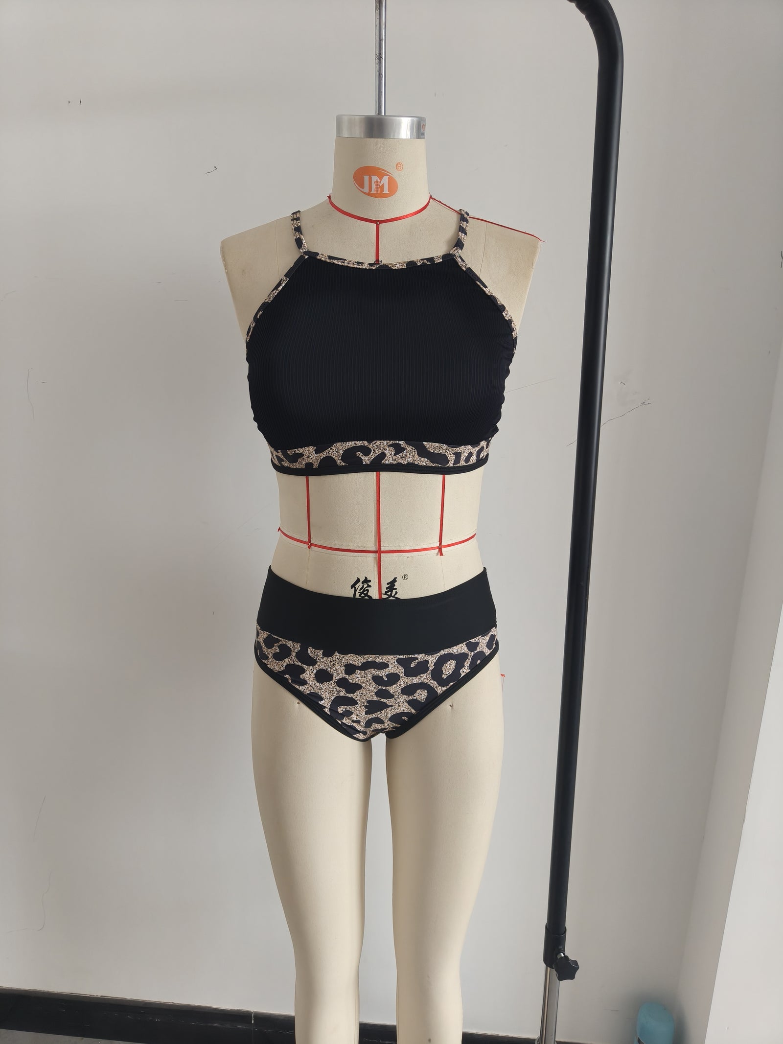 Halter Neck Tank Top Two Pieces Swimwear Women High Waist Bikini Size M