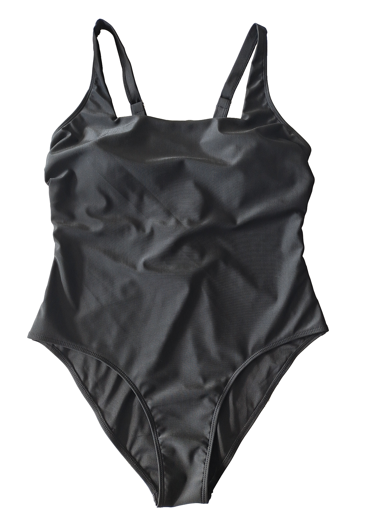 Women's Plus Size Black One-Piece Swimsuit - Crisscross Back Straps Size 1XL