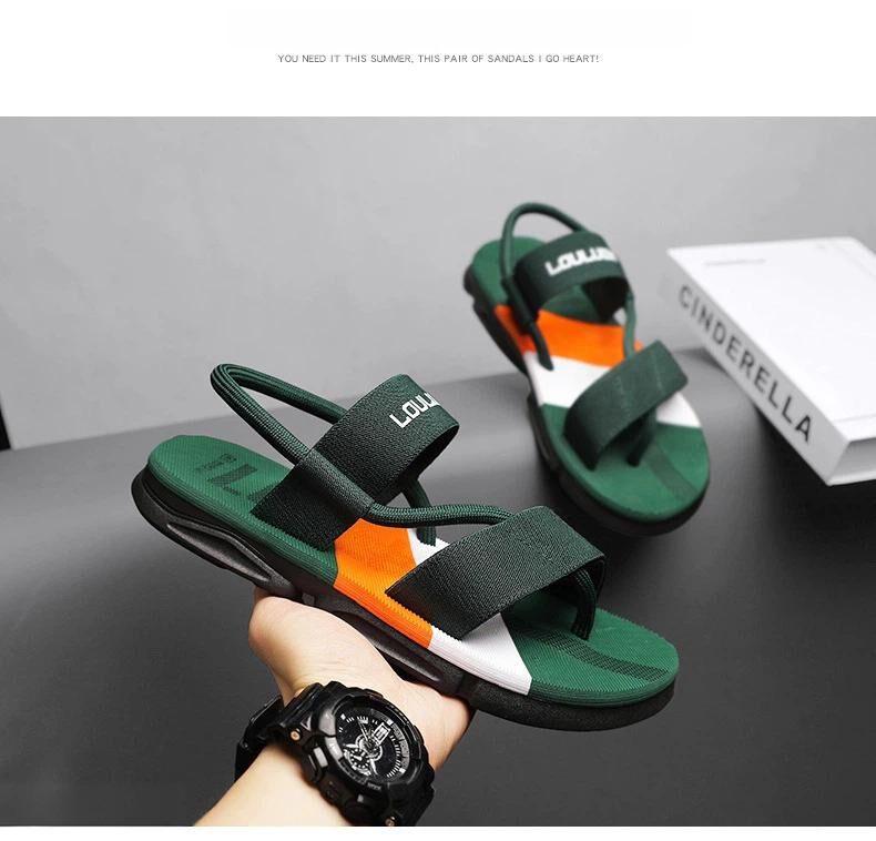 Men's 3-Color Convertible Sandals & Slippers, Outdoor Non-Slip EVA Thick-Sole Beach Shoes for Dual Wear(green)