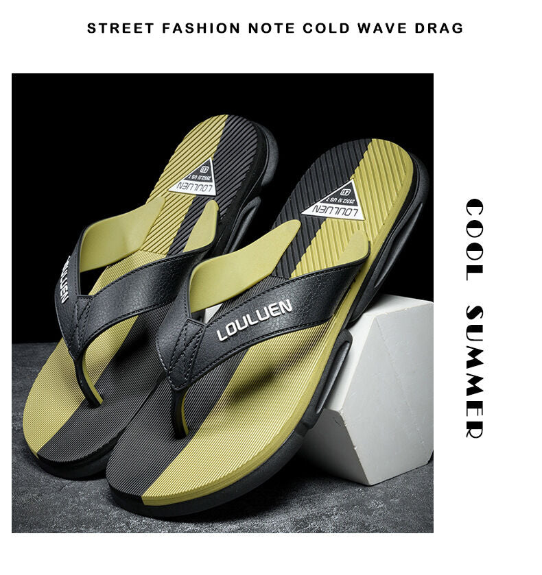 Men's Flip Flops with EVA-PVC Dual Sole, 3 Colors (Orange/Grey/Green) for Comfort & Slip-Resistance(green)