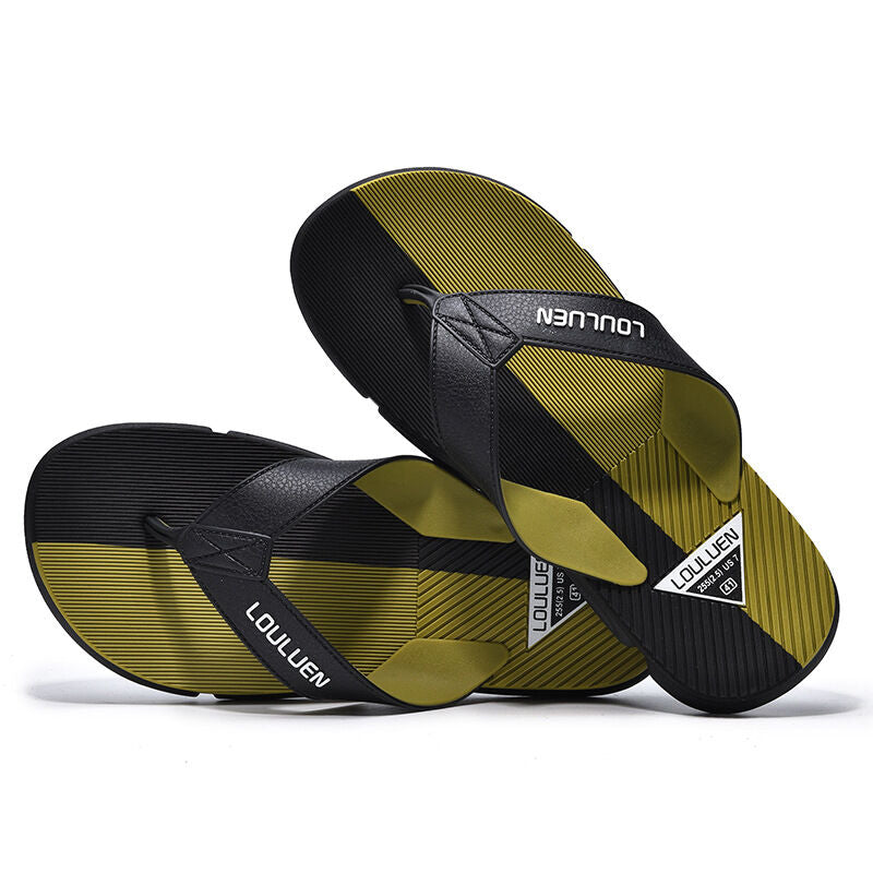 Men's Flip Flops with EVA-PVC Dual Sole, 3 Colors (Orange/Grey/Green) for Comfort & Slip-Resistance(green)