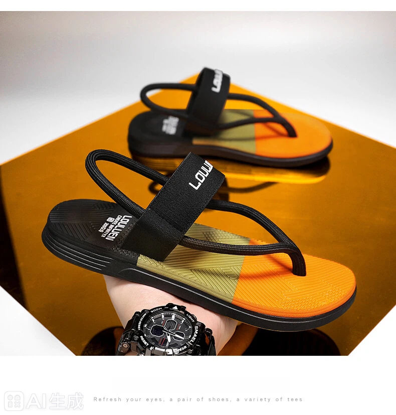 Men's Outdoor Non-Slip Sandals, 4-Color EVA Lightweight Thick-Sole Beach Slippers for Casual & Sports(black)