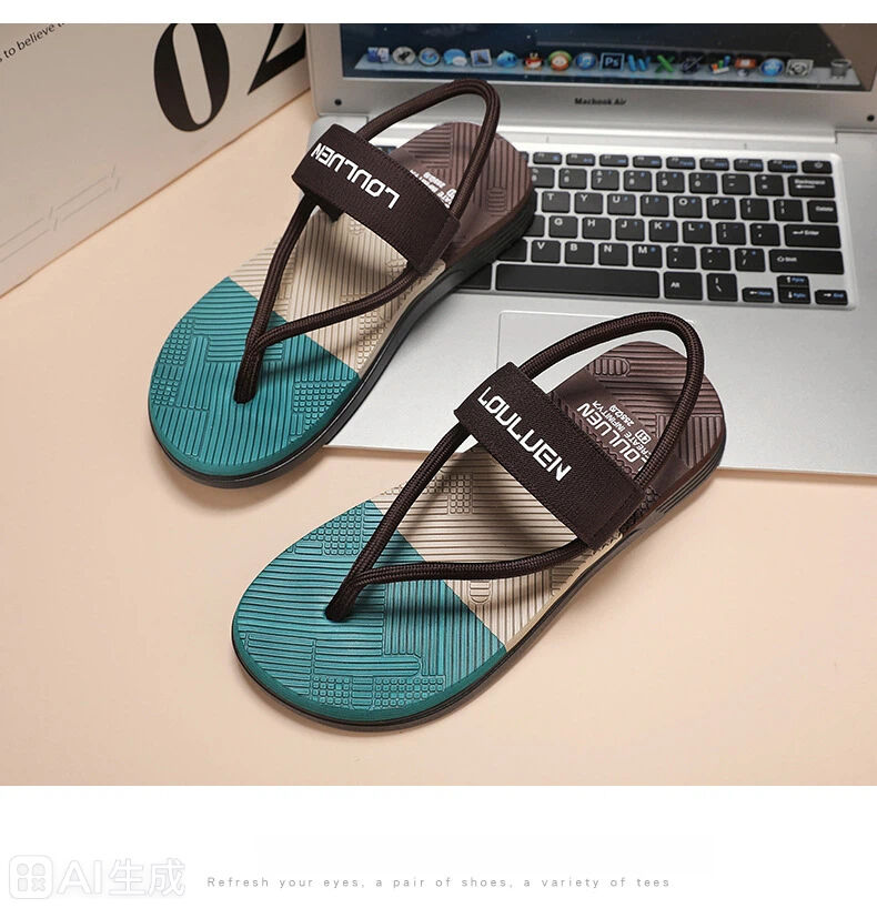 Men's Outdoor Non-Slip Sandals, 4-Color EVA Lightweight Thick-Sole Beach Slippers for Casual & Sports(brown)