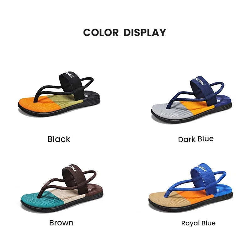 Men's Outdoor Non-Slip Sandals, 4-Color EVA Lightweight Thick-Sole Beach Slippers for Casual & Sports(dark blue)