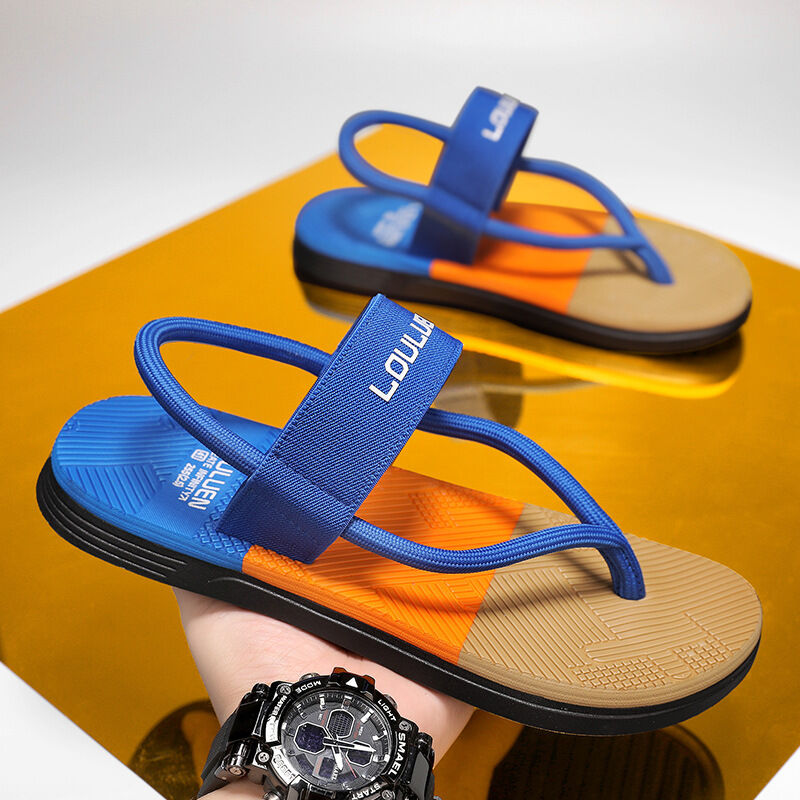 Men's Outdoor Non-Slip Sandals, 4-Color EVA Lightweight Thick-Sole Beach Slippers for Casual & Sports(royal blue)