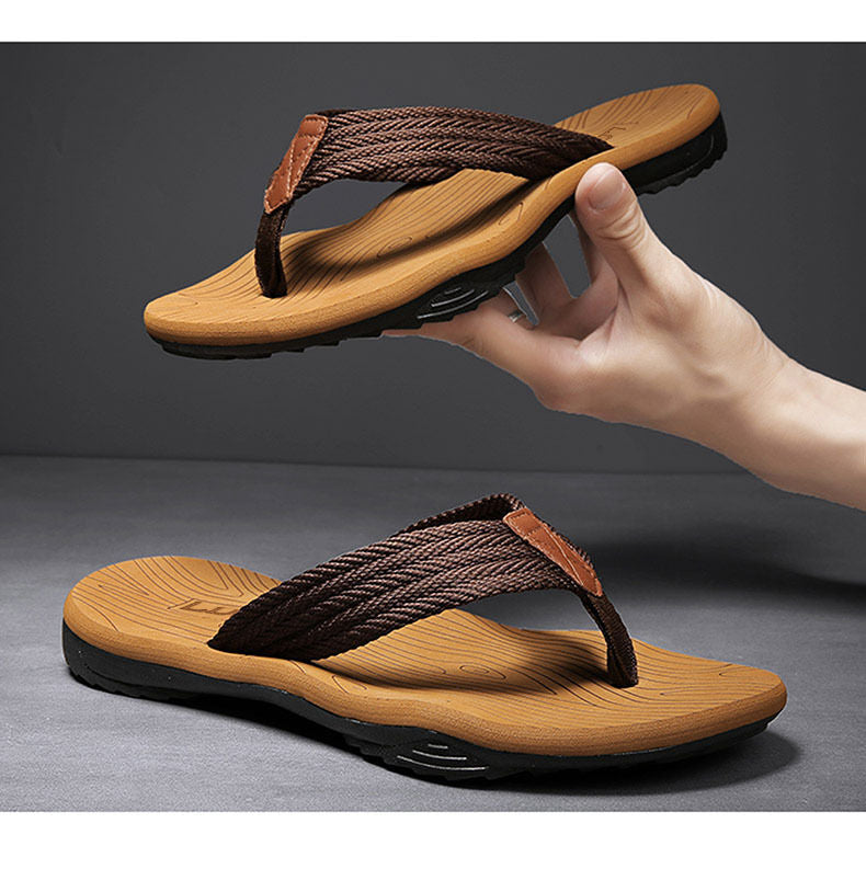 Men's Outdoor Non-Slip Flip Flops, 6 Colors EVA Lightweight Thick-Sole Beach Sandals for Casual & Sports(khaki)