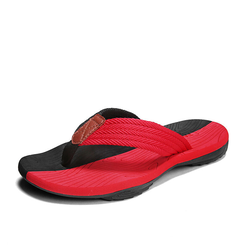 Men's Outdoor Non-Slip Flip Flops, 6 Colors EVA Lightweight Thick-Sole Beach Sandals for Casual & Sports(red and black)