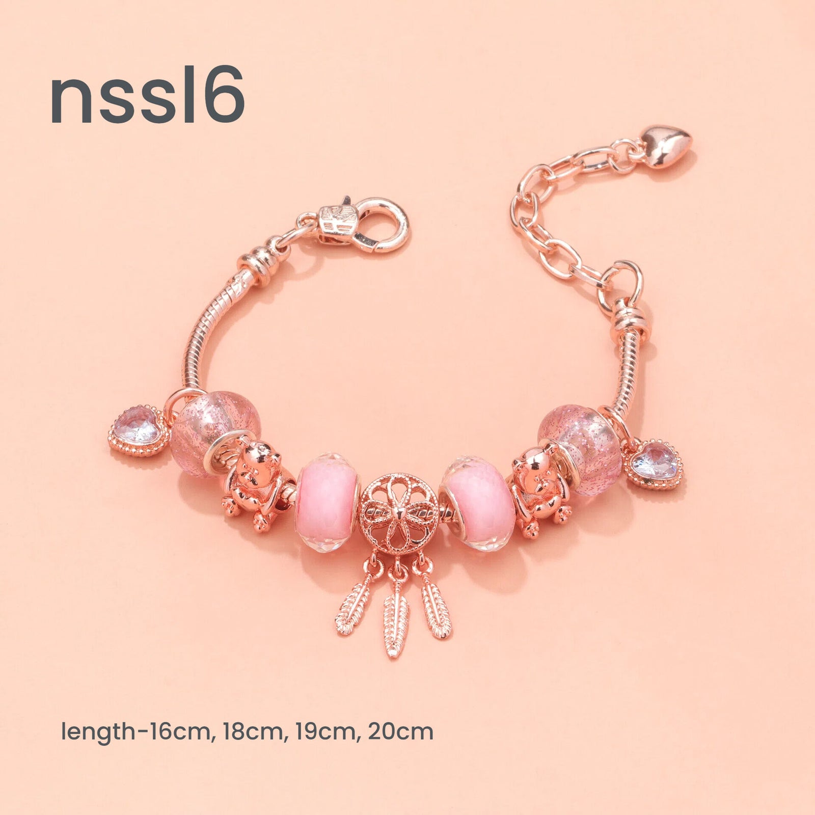 10 Styles Charm Bracelets Set: Colorful Alloy & Glass Beaded Bracelets, Adjustable Length 16-24cm(double)