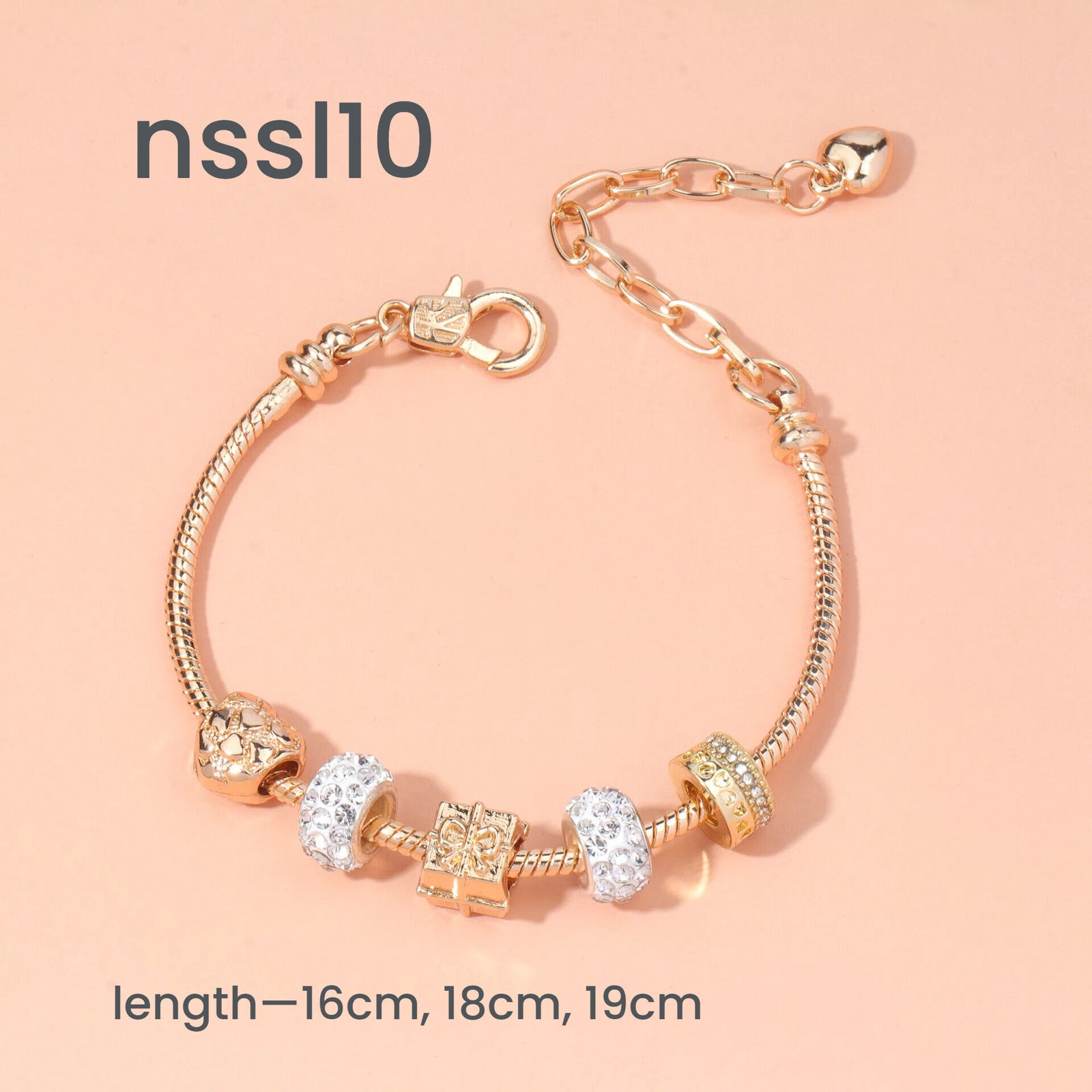 10 Styles Charm Bracelets Set: Colorful Alloy & Glass Beaded Bracelets, Adjustable Length 16-24cm(double)