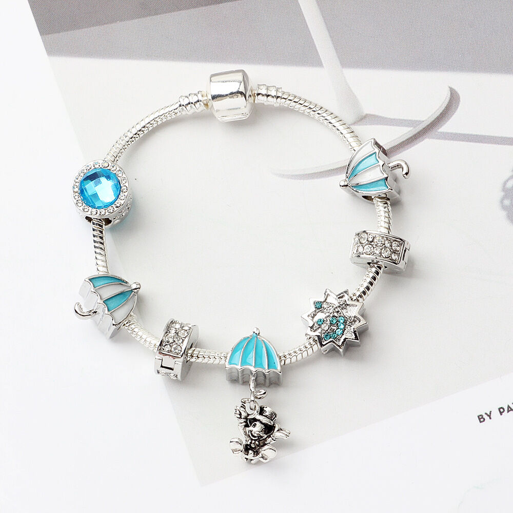 Anime Character Colorful Umbrella Alloy Charm Bracelet with Rhinestones(20cm)