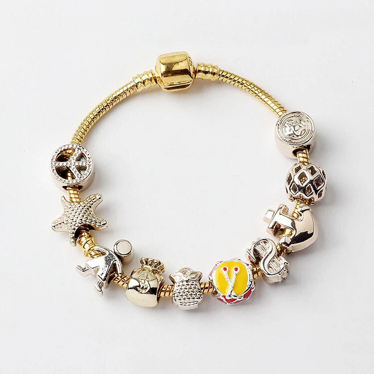 Golden Tropical Marine Life Anchor Money Bag Dollar Bead Bracelet(20cm)