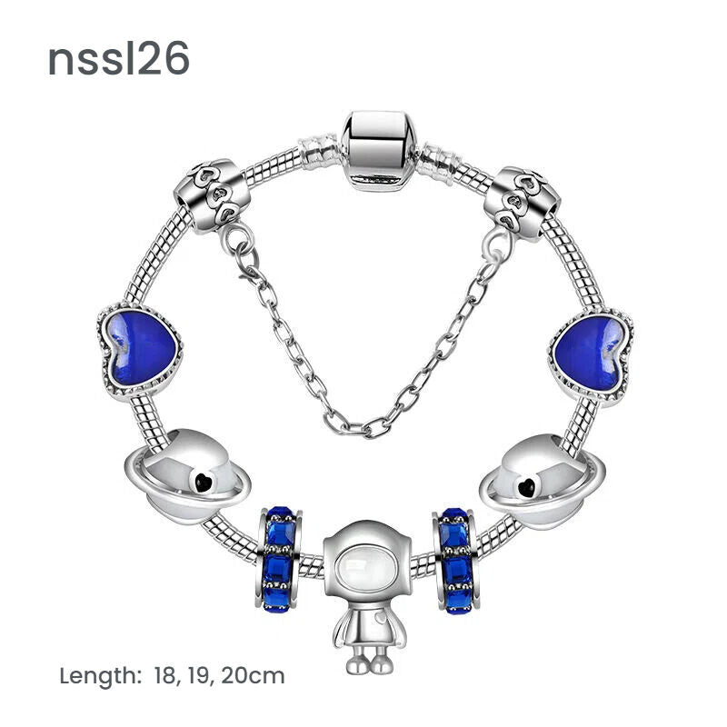 10 Styles Charm Bracelets Set: Colorful Alloy & Glass Beaded Bracelets, Adjustable Length 16-21cm(double)