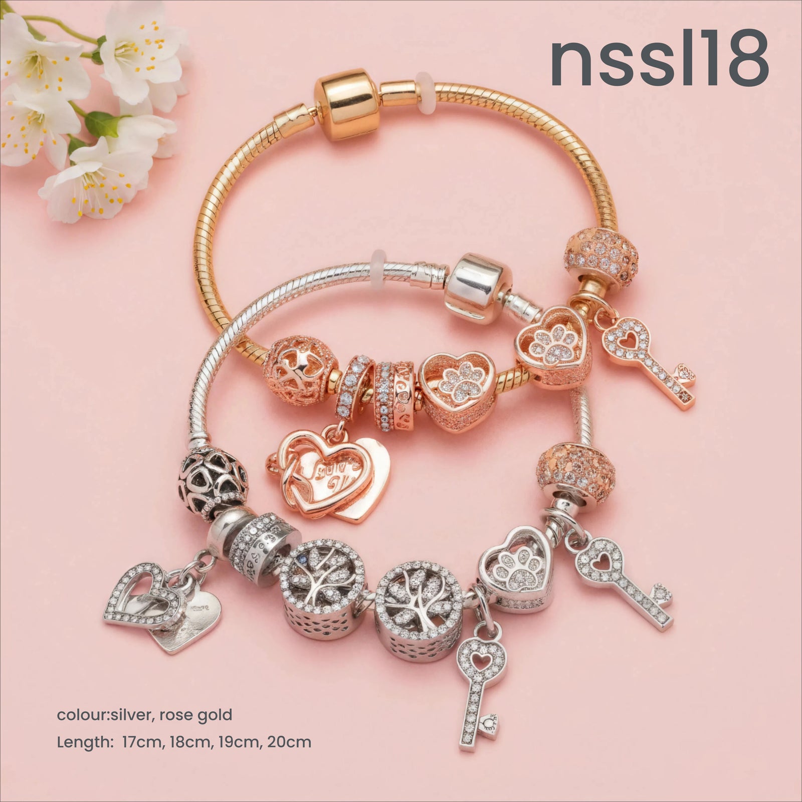 10 Styles Charm Bracelets Set: Colorful Alloy & Glass Beaded Bracelets, Adjustable Length 16-21cm(triple)