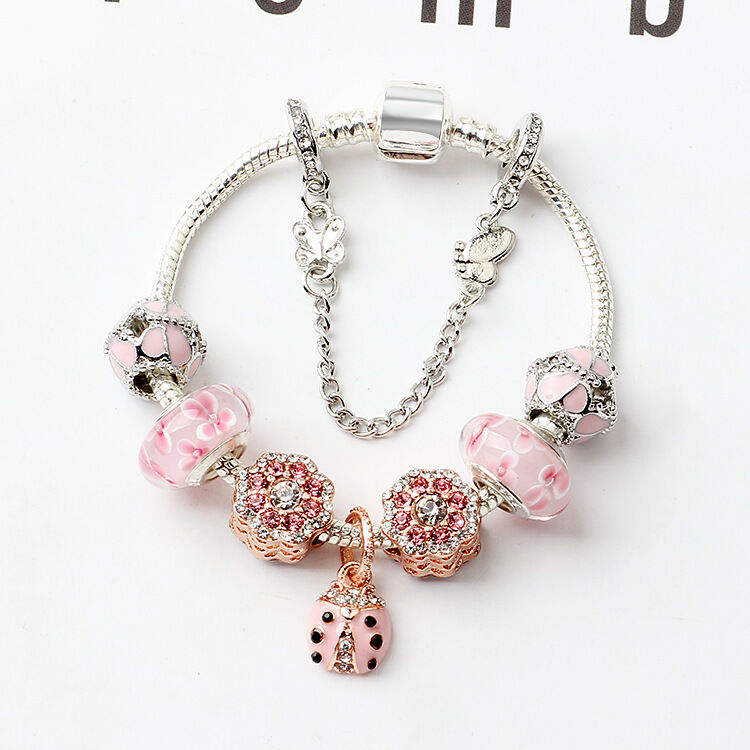Spring Blossom Charm Bracelet with Flower Beads(20cm)