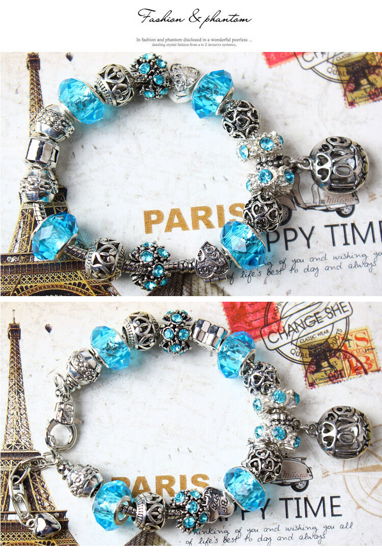 Vintage Crystal Zircon Beaded Bracelet with Hollow LOVE Alloy Pendant, Adjustable Snake Chain Bracelet(17cm+5cm)