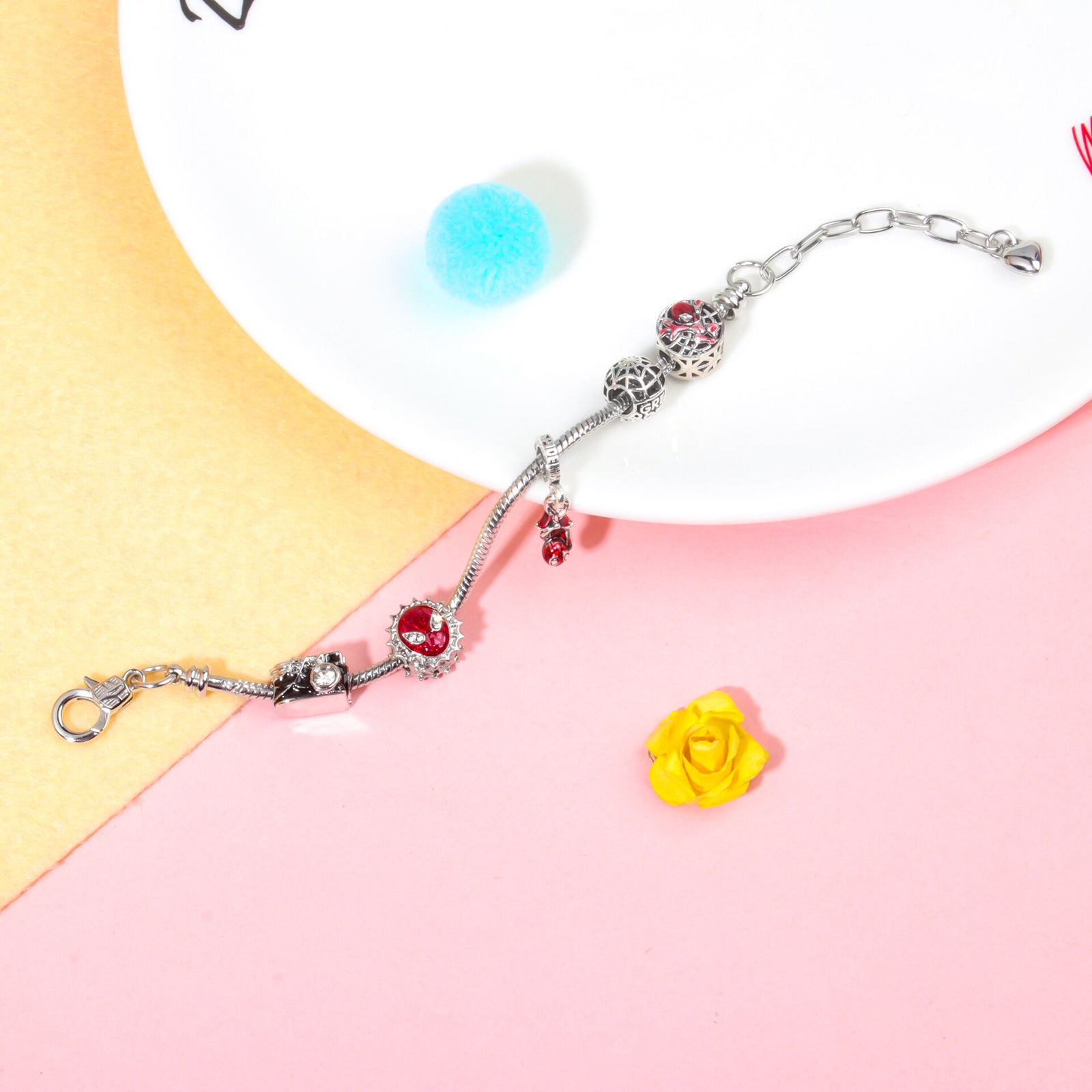 Cartoon Punk Spider-Man Themed Rhinestone Bracele(17cm)