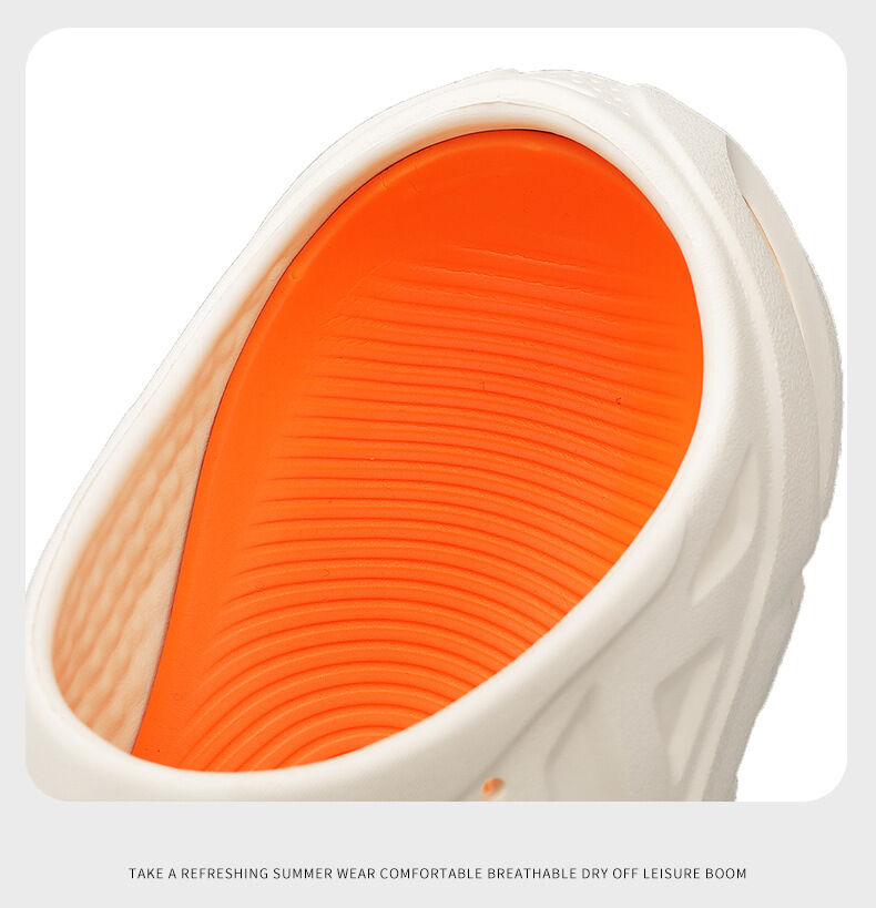 Men's Summer EVA Crocs with 3 Color Options - Breathable, Non-Slip, Comfortable Beach & Casual Sandals(white&orange)