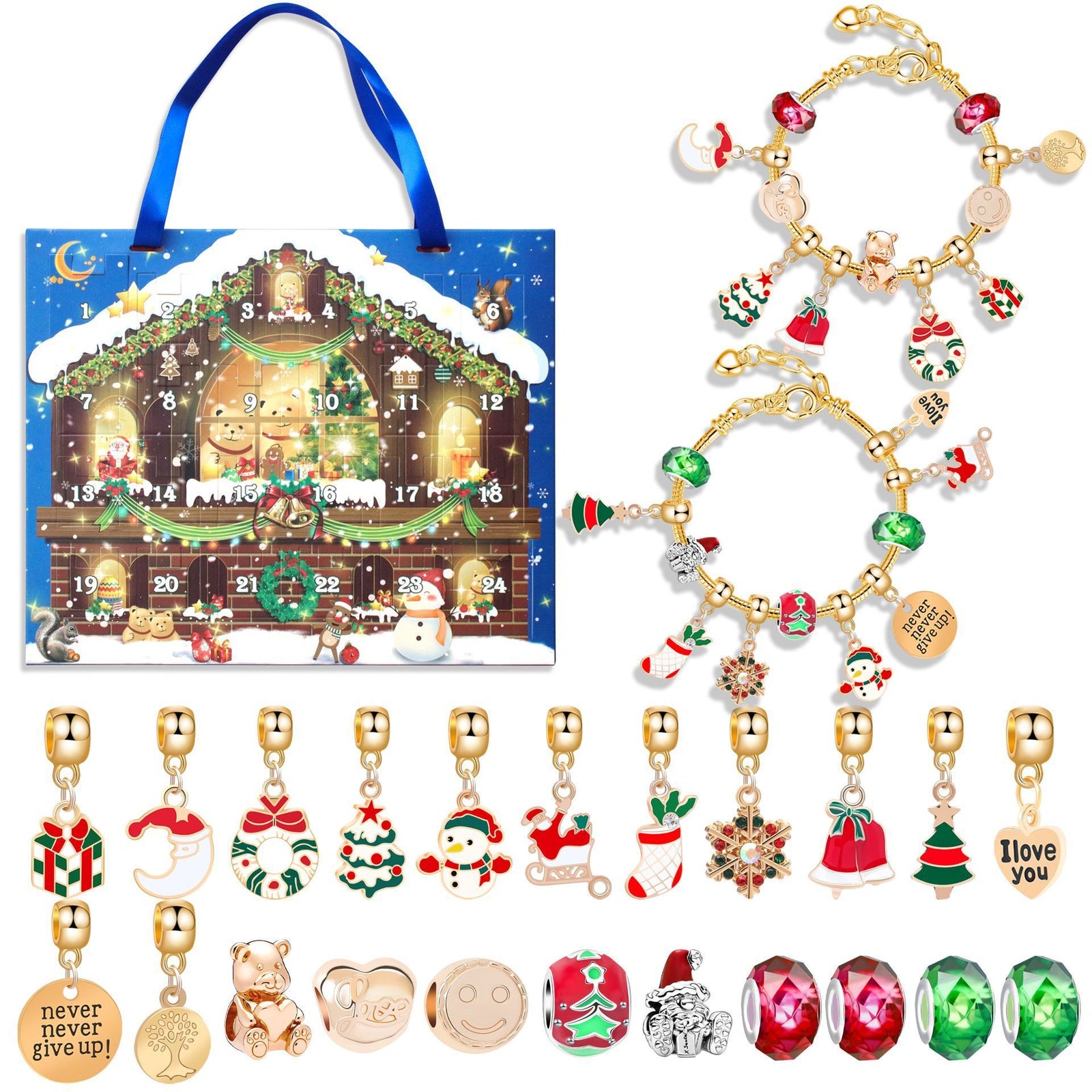 Christmas DIY Jewelry & Craft Advent Calendar(M-13,25*21*1.8)