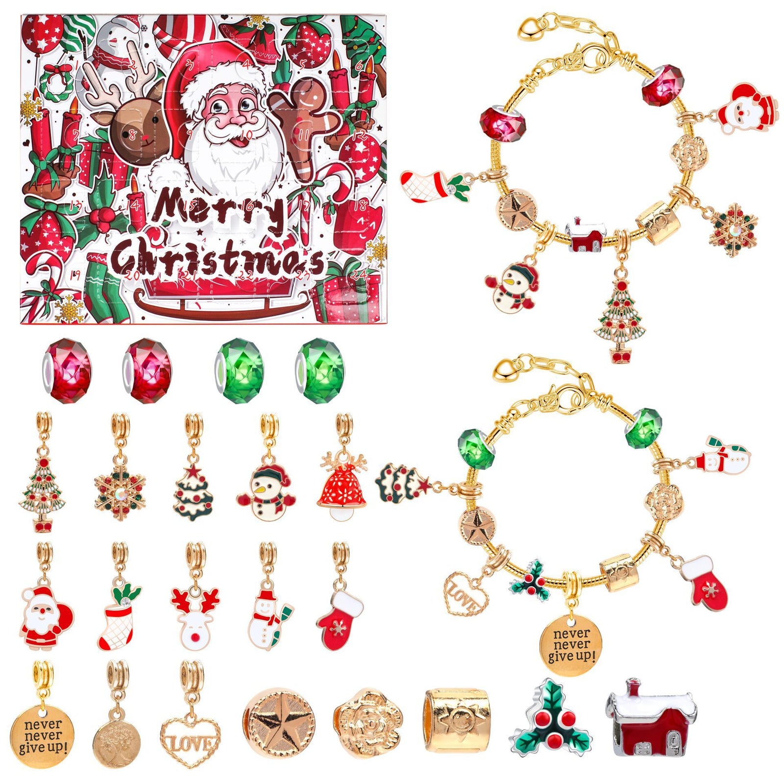 Christmas DIY Jewelry & Craft Advent Calendar(M-14-Bell Version,20*17*1.1)