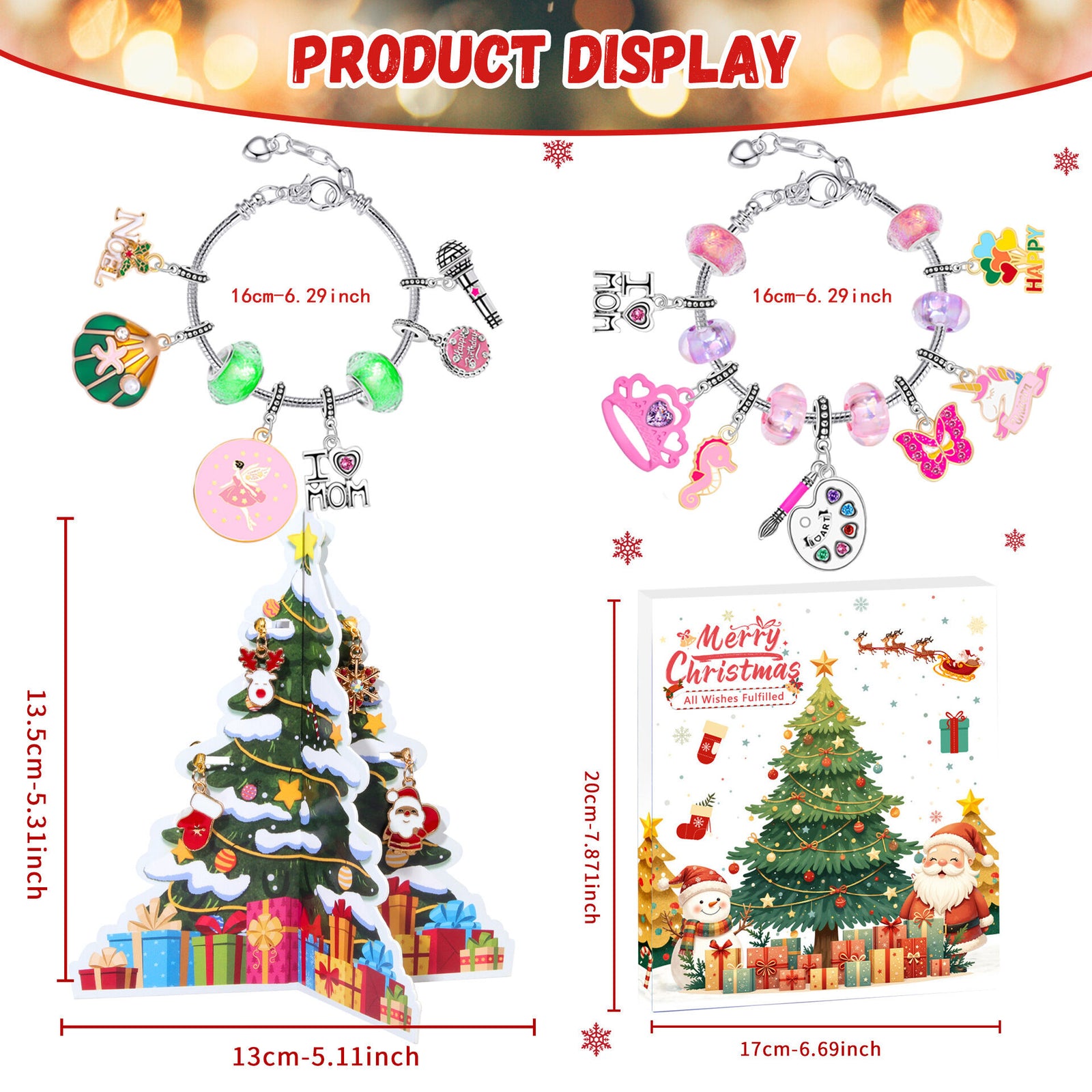 Christmas DIY Jewelry & Craft Advent Calendar(YD-01,20*17*1.3cm)