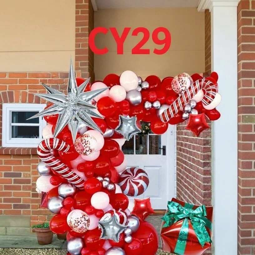 Christmas Balloon Arch + Tree Kit: Candy Cane/Star Foil Décor