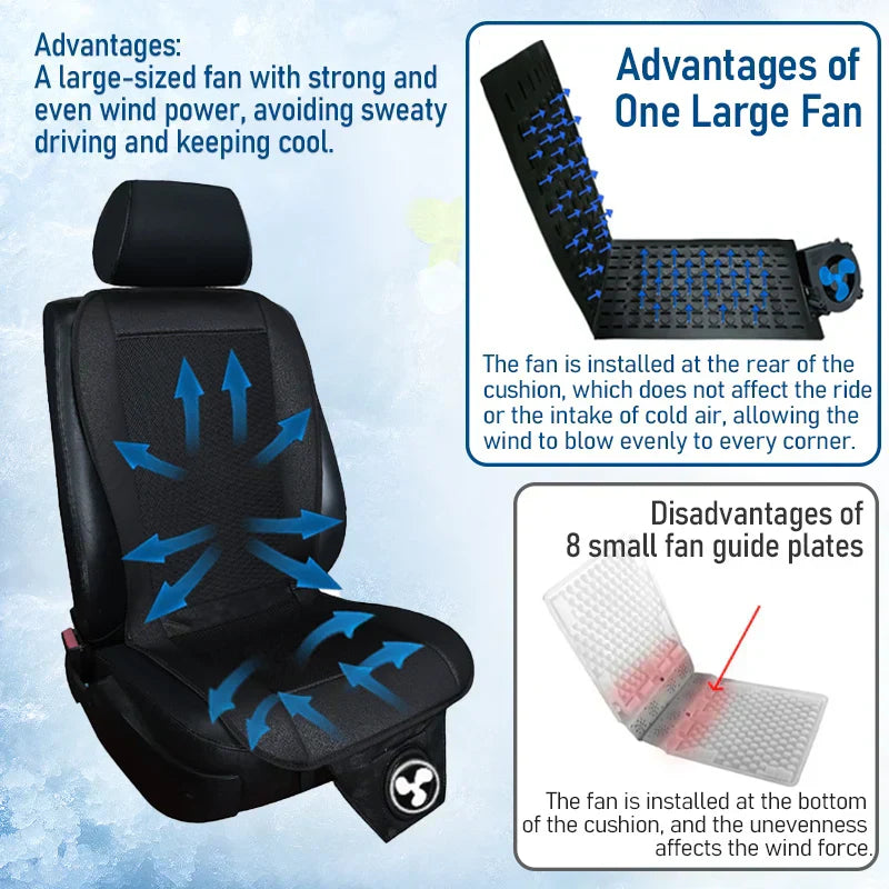 Spacer Car Cooling Seat Cushion-Fan System Black
