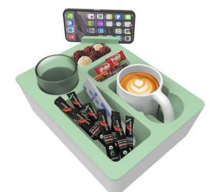 Silicone Sofa Caddy Tray with Cup & Phone Holder