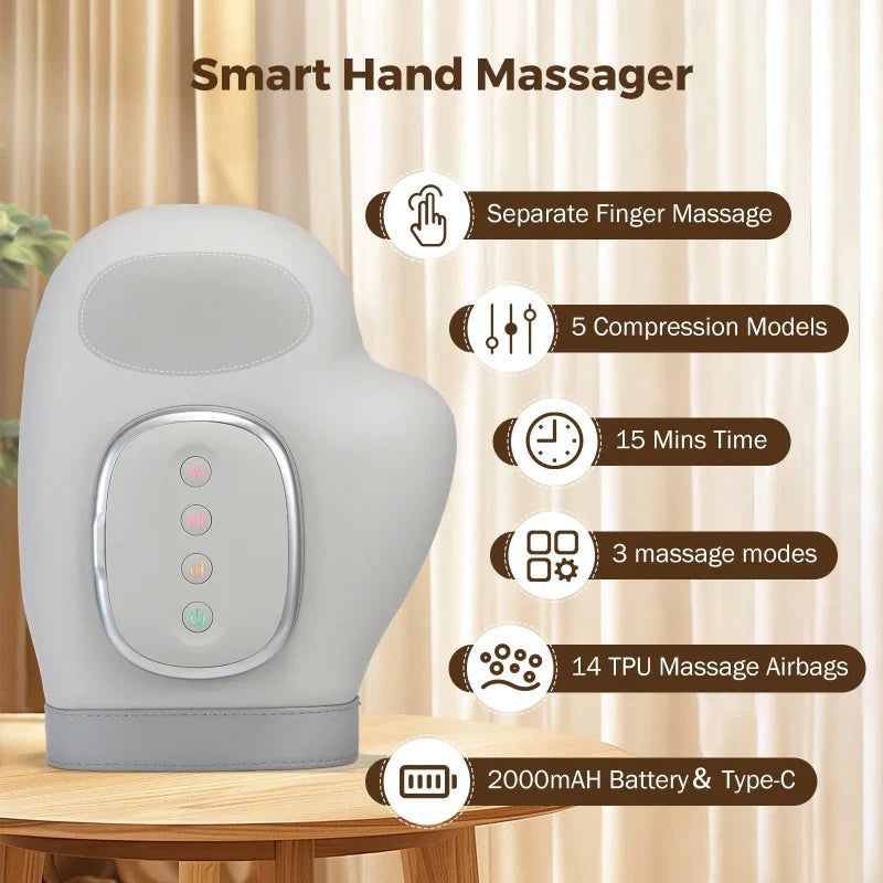5-Level Electric Hand Massager with Hot Compress Grey