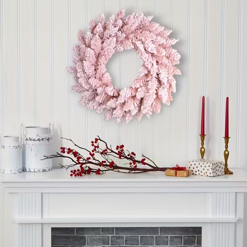 Pink Snowy Pine Christmas Wreath
