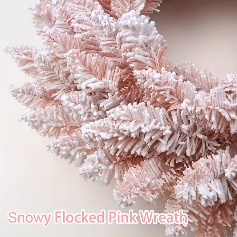 Pink Snowy Pine Christmas Wreath