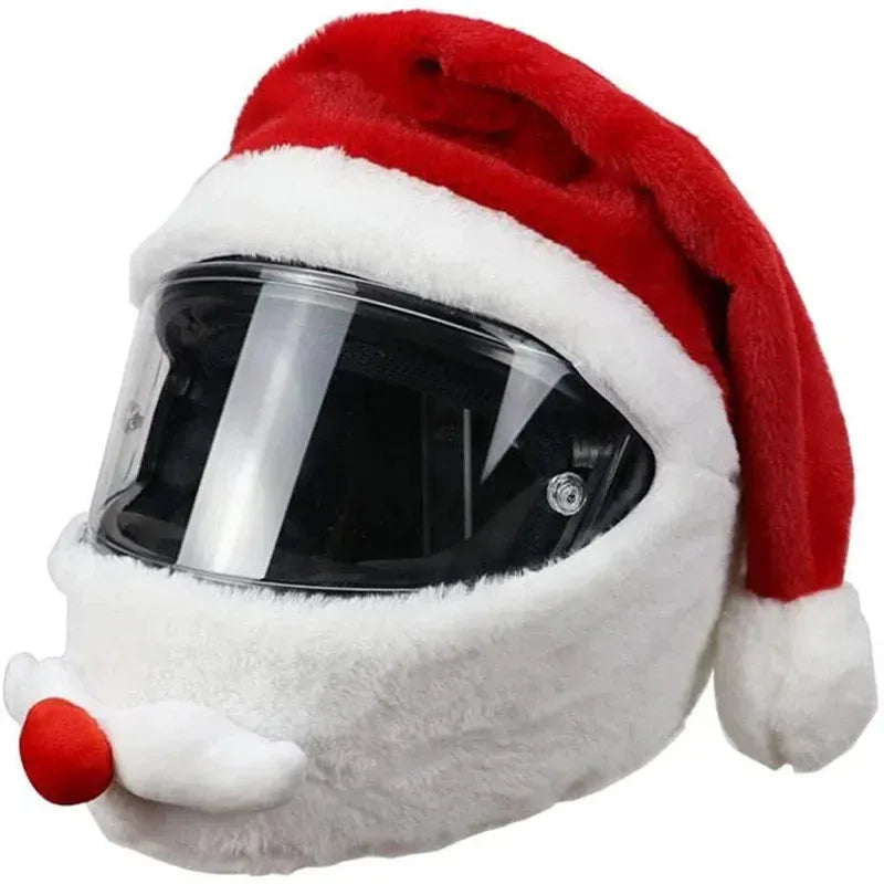 Trendbay Santa Claus Plush Motorcycle Helmet Cover Red Christmas Decor