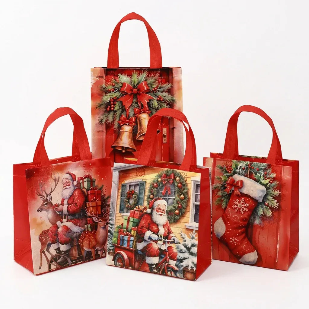 4pcs Christmas Non-Woven Santa Claus Gift Bags Set